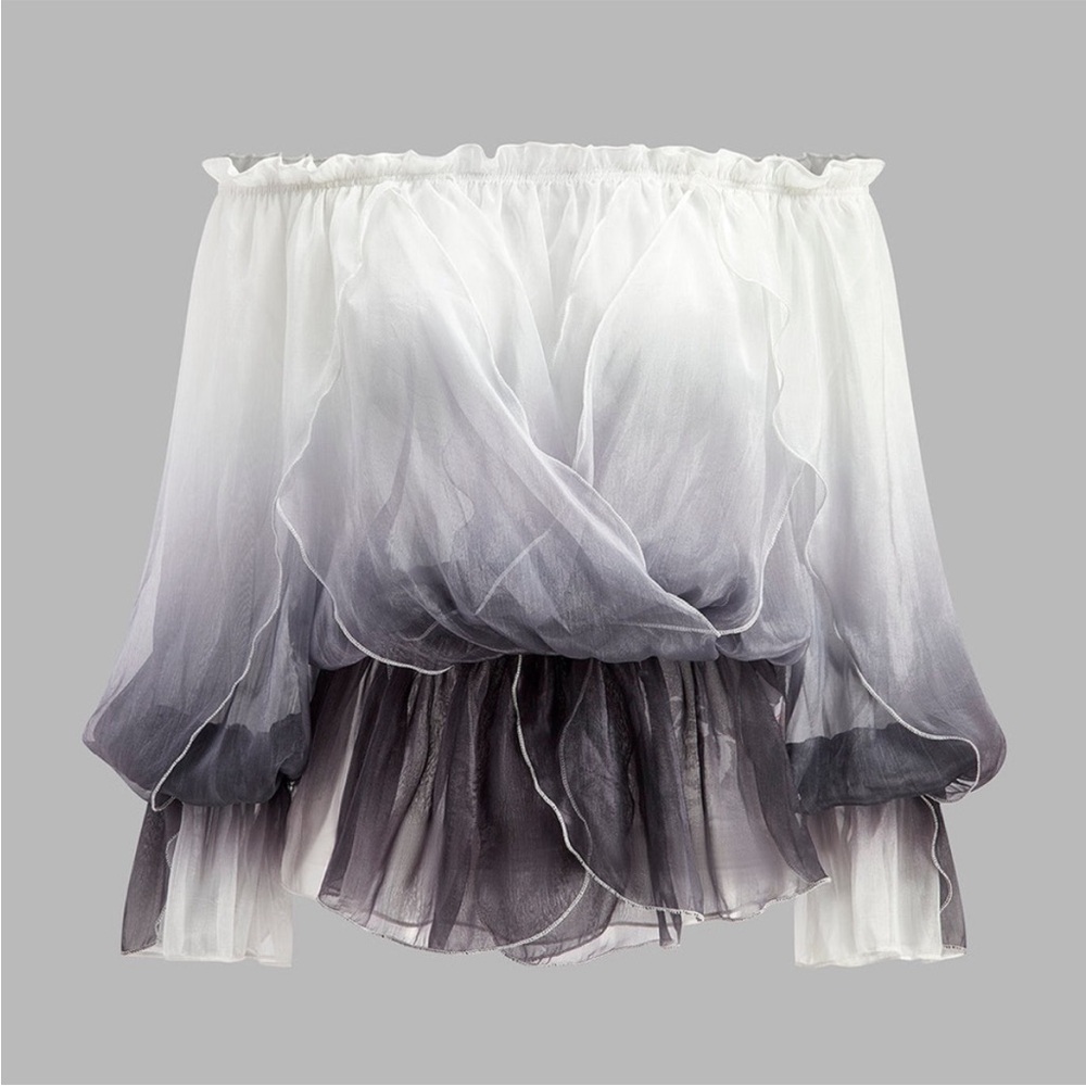 Ethereal NWT Chiffon Off the Shoulder size Large Iridescent Fitted Cottagecore